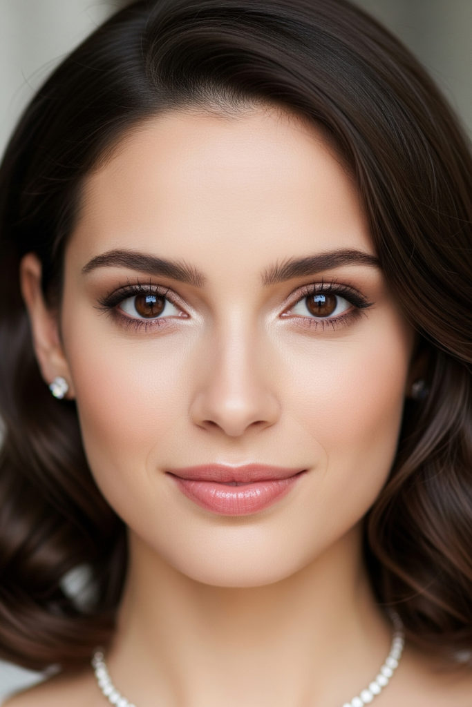 A woman with a deep winter complexion wearing natural makeup