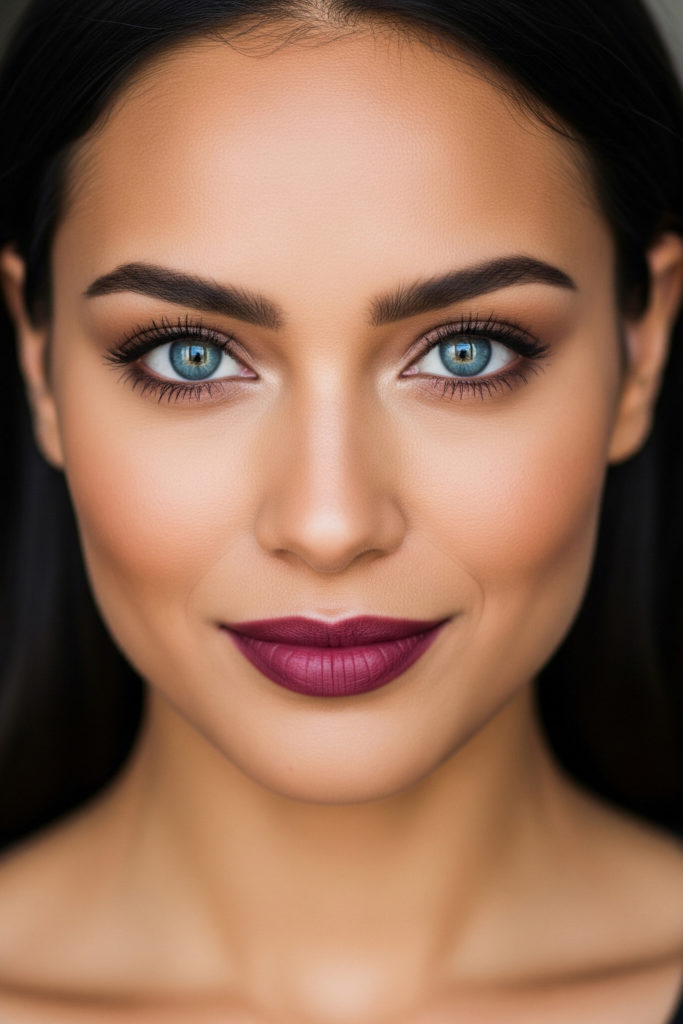 a woman with dark skin and a bright winter complexion