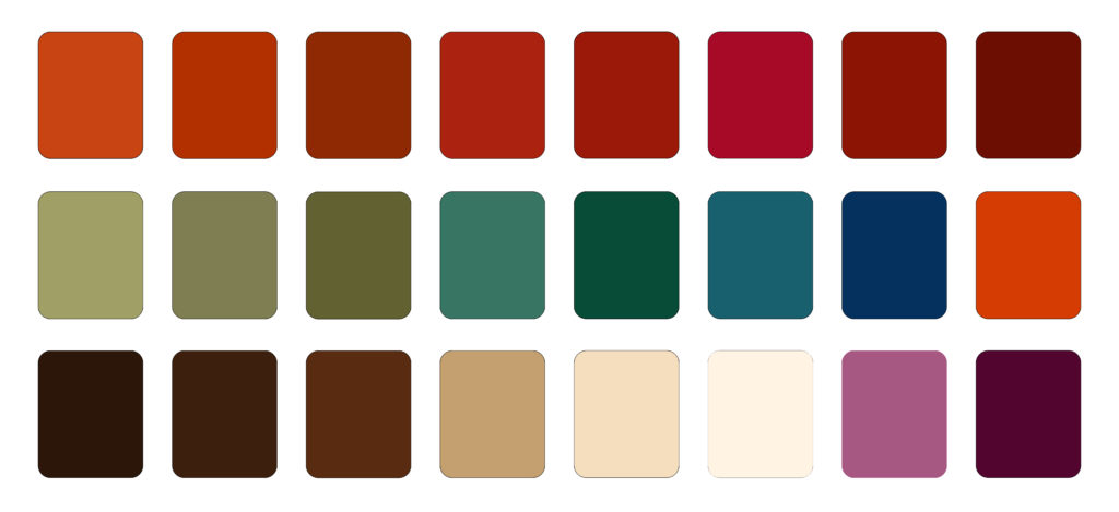 Dark Autumn Color Palette I.e. deep autumn color palette